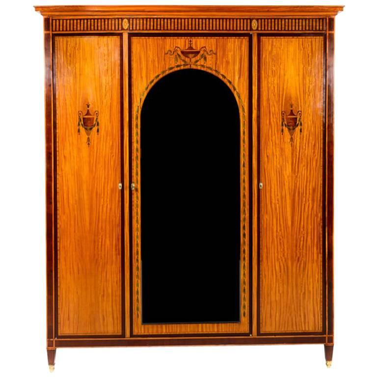 Mercier Freres French Inlaid Satinwood and Mahogany Banded Armoire