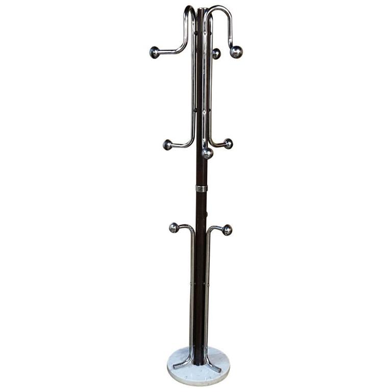 MidCentury Chrome and Carrara Marble Hat and Coat Rack at 1stDibs