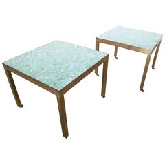 Pair of Brass and Tile End Tables 9