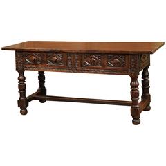 Early 18th Century Spanish Carved Walnut Console Table with Secret Drawer