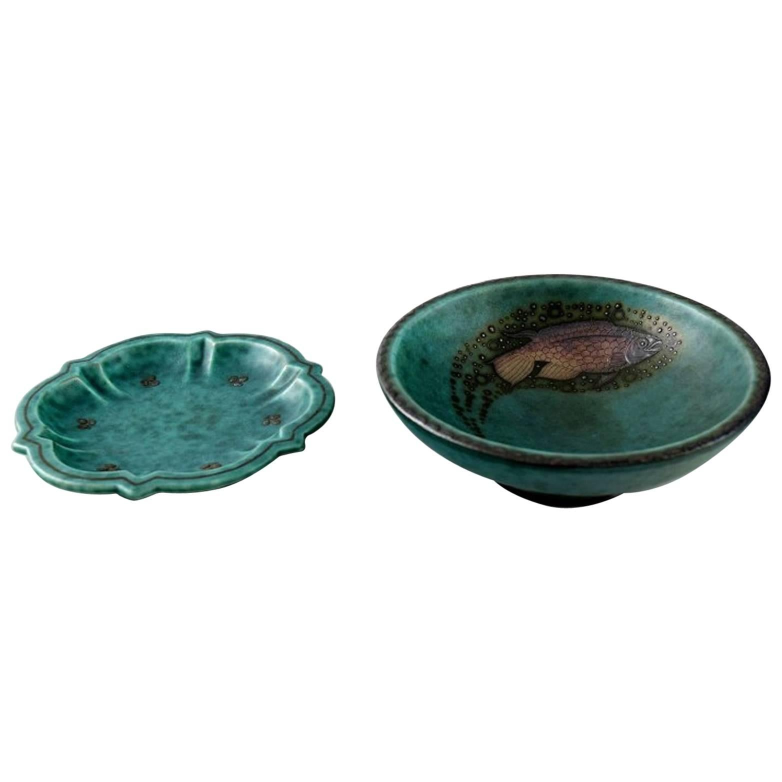 Two Small Bowls, Stoneware, 1940s, "Argenta", Wilhelm Kage for Gustavsberg