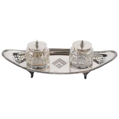 Early 20th Century Silver Inkstand, Sheffield, 1908 by Harry Atkin