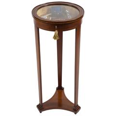 Early 20th Century Edwardian Mahogany Circular Bijouterie Table with Gold Velvet 2
