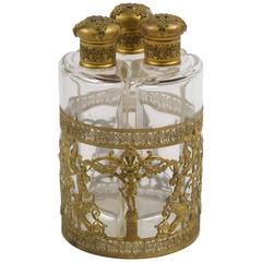 Antique 19th Century Russian Three Bottle Set in an Ormolu Holder