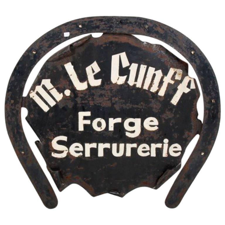 French Antique Iron Blacksmith Sign circa 1890 For Sale