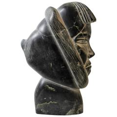 Inuit Soapstone Sculpture of Eskimo in Parka 3