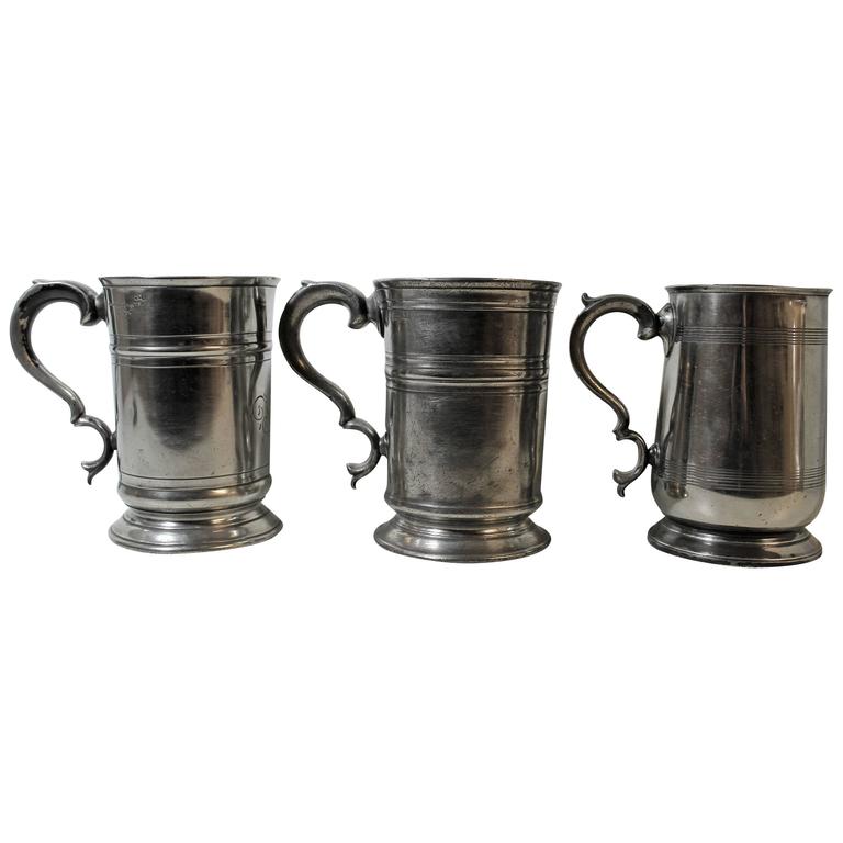 Three English Pewter Tankards For Sale at 1stDibs