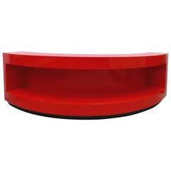 Art Deco Curved Red Lacquer Bookcase by Paul Laszlo