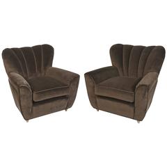 Pair of Vintage Chocolate Brown Velvet Club Chairs Newly Upholstered 3