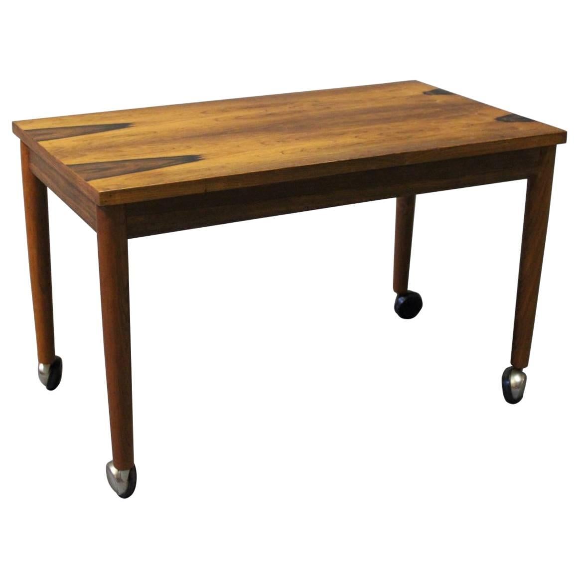 Small Table on Wheels in Rosewood of Danish Design, 1960s at 1stDibs