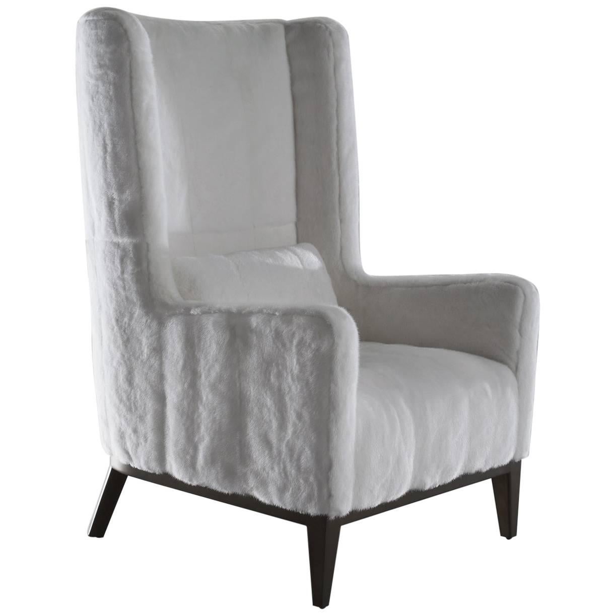 "Saint-Moritz" Armchair White Mink Upholstery For Sale