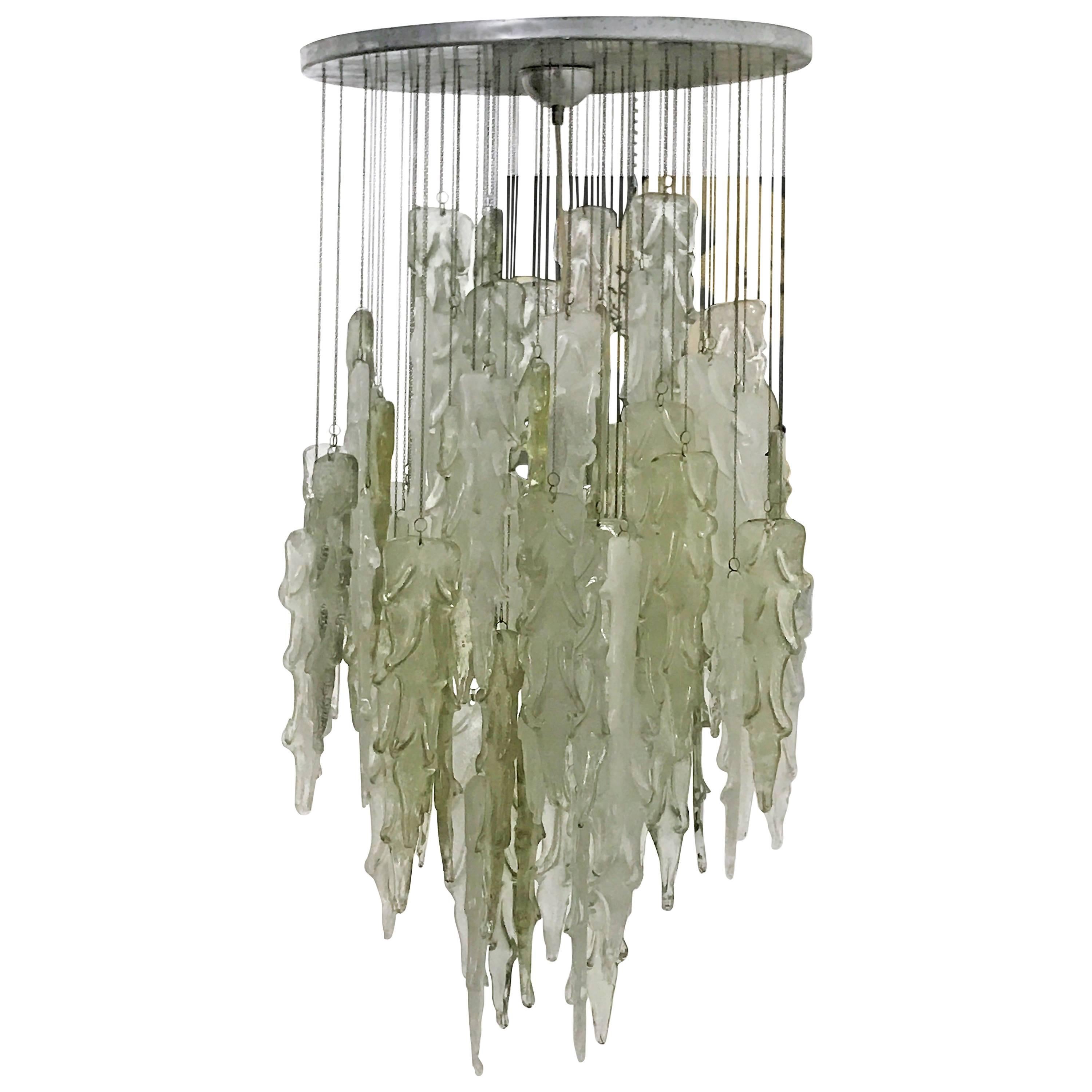 Rare Chandelier Attributed to Mazzega Murano Glass, 20th Century For Sale