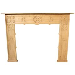Mid-19th Century Ecclesiastical Style Carved Pine Fire Surround