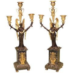 Pair of Ormolu and Green Marble Candelabra 12