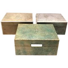 Vintage 1920s Shagreen Trinket Boxes, All In Original Condition