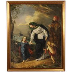 19th Century French Painting "Holy Family with Little Angels"