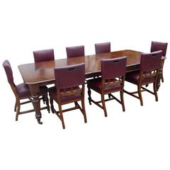 Large Victorian Solid Oak Extending Dining Table and Chairs 6