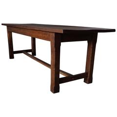 Antique French Oak Farm Table, Late 19th Century