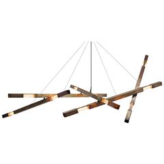 Large Five Branch Contemporary Modern Chandelier with Dynamic Hardware in Brass 5