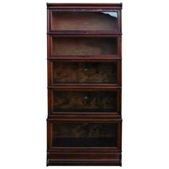 Antique Five-Section Waterfall Oak Globe Wernicke Barristers Bookcase or Filing Cabinet