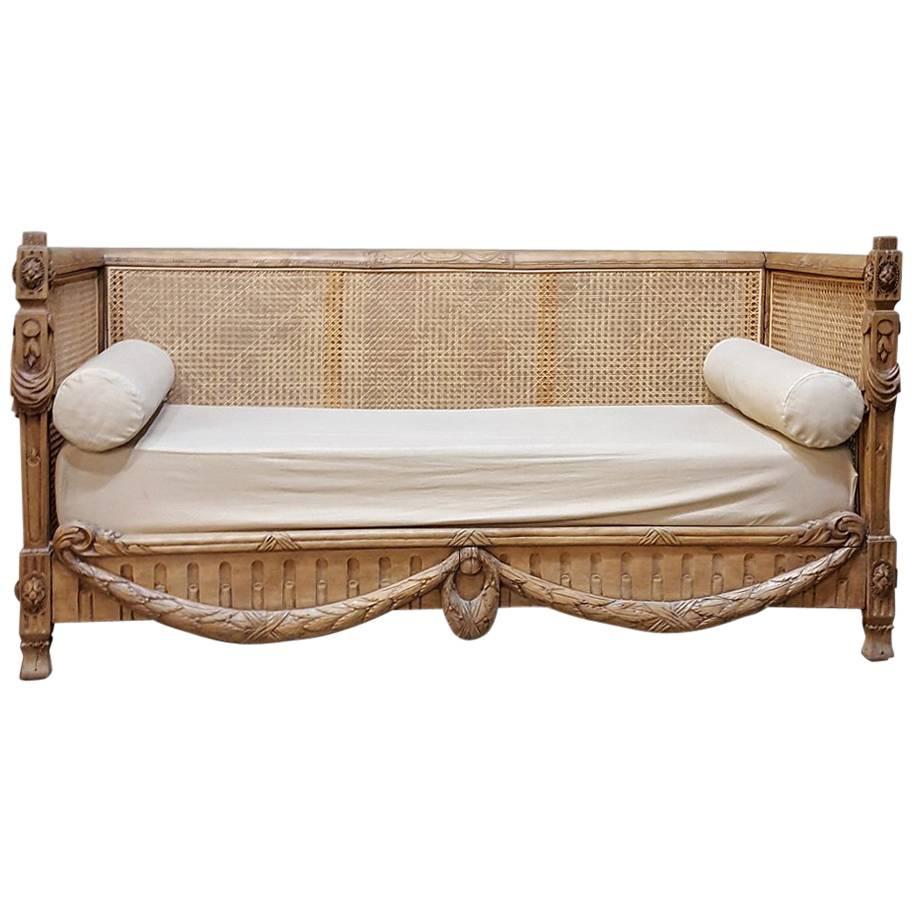 19th Century French Walnut Stripped Louis XVI Sofa