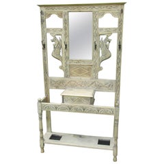 19th Century Victorian Carved Stripped and Bleached Gothic Oak Hall Stand