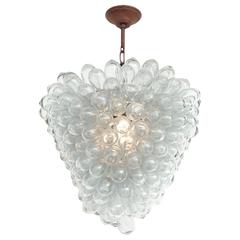 French Glass “Bubble” Pendant Light Fixture, circa 1930