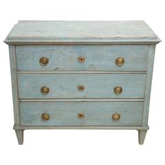 19th Century Painted Blue Swedish Commode