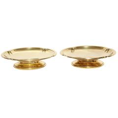 Gustave Keller Freres French Art Deco Pair of Vermeil Footed Tazzas/Centrepieces