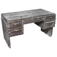Cubist Desk in Cerused Oak in the Manner of Charles Dudouyt 5