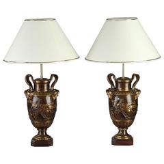 Pair of Vases Lamps by Ferdinand Barbedienne (1810-1892)