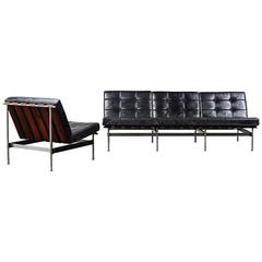 Kho Liang Ie Sofa and Armchair with Black Leather, Artifort, 1959