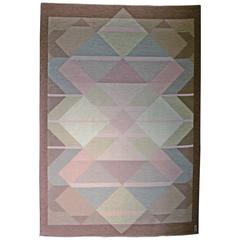 Anna Johanna Ångström, Large Pink Signed Swedish Rug Made in the 1960s