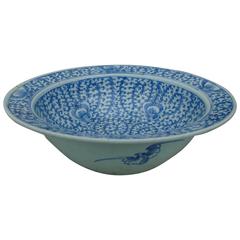 Chinese Blue and White Ceramic Basin, Late 19th Century