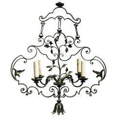 Antique Chandelier, Wrought Iron 4