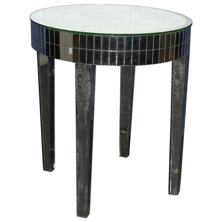 Mid20th Century Circular Mirrored Side Table For Sale at 1stdibs