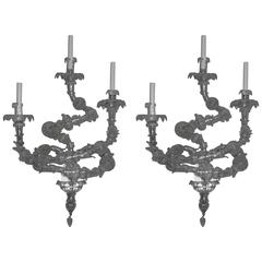 Pair of Impressive Italian Bubble Glass Wall Sconces, circa 1850 8