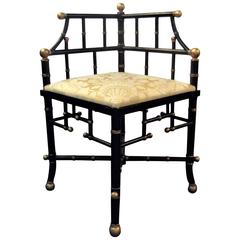 Ebonized and Gilt Aesthetic moment Style  Corner Chair