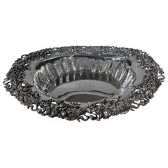 American Sterling Silver Serving Bowl with Fancy Flowers by Mauser
