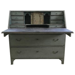 18th Century Swedish Drop Front Secretary with Faux Marble Painted Interior