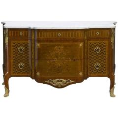 French Parquetry and Marquetry Ormolu-Mounted Commode, 19th Century 8