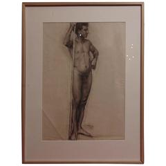 Academic Male Nude Figure Drawing from 1928