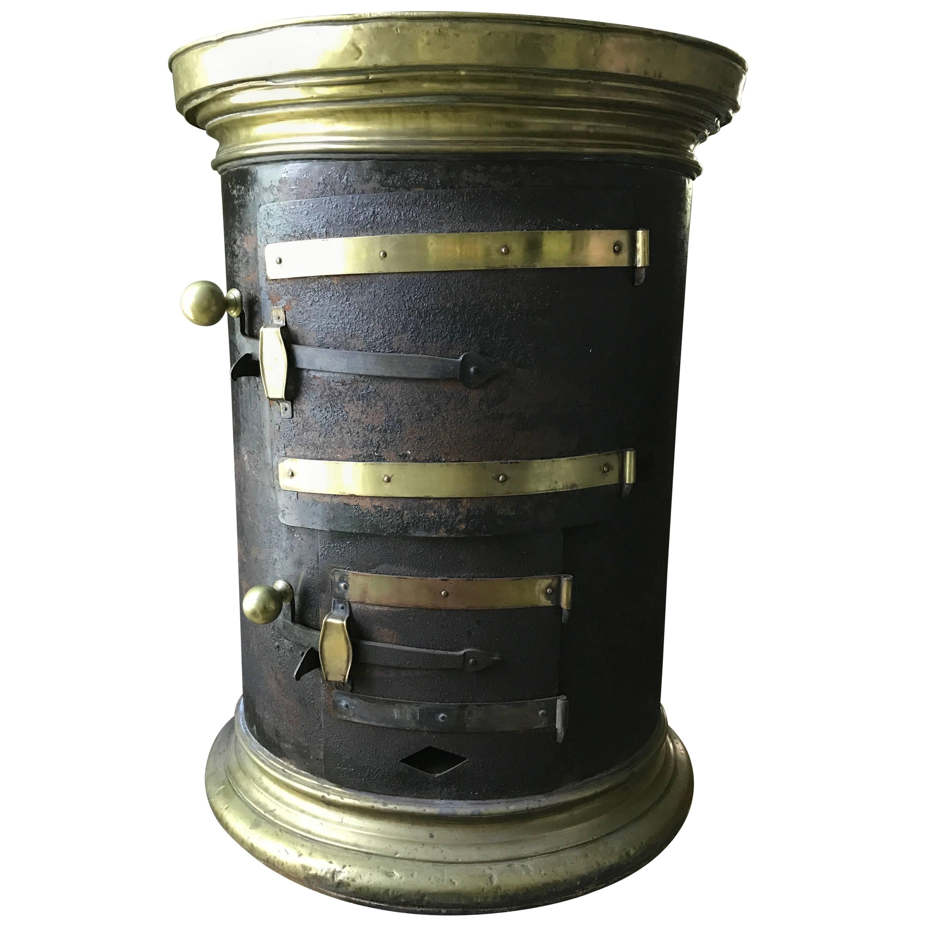 Rare French Brass and Iron Stove, circa 1850 For Sale