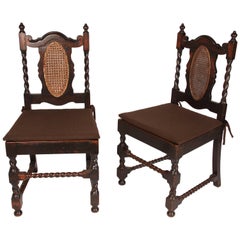 British Colonial Side Chairs with Barley Twist Spindles