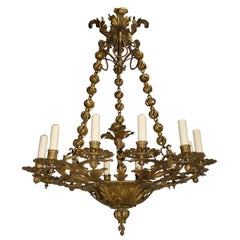 Antique Chandelier, Gilt Iron