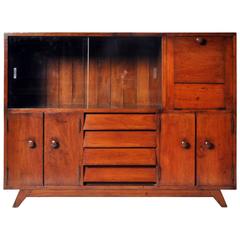 British Colonial Teak Wood Bar Cabinet