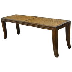 McGuire Caned Mahogany Bench with Saber Legs