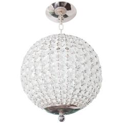 Spherical Pendant Composed of Facted Glass "Jewel" Elements with Chrome Detail
