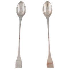 Hans Hansen: A Pair of Café Latte Spoons in Sterling Silver in Modern Design