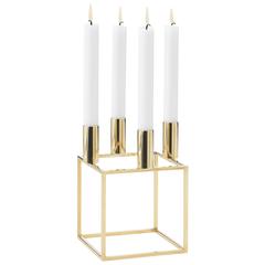 Retro Kubus Four Candleholder in Brass by Mogens Lassen